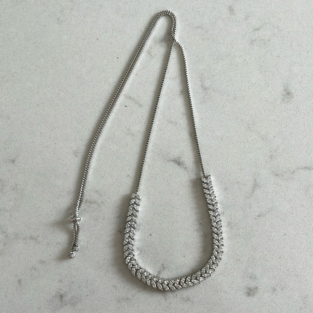 LIM LIM Marquis Cut Clear Crystal/Silver Adjustable Choker/Necklace